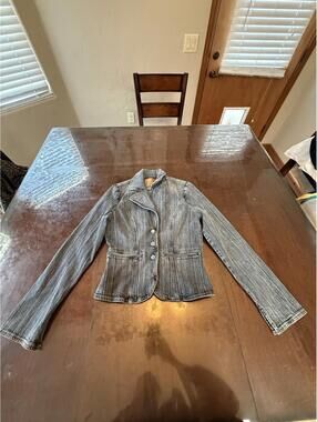 Vintage Guess Denim Striped Blazer Style Jean Jacket